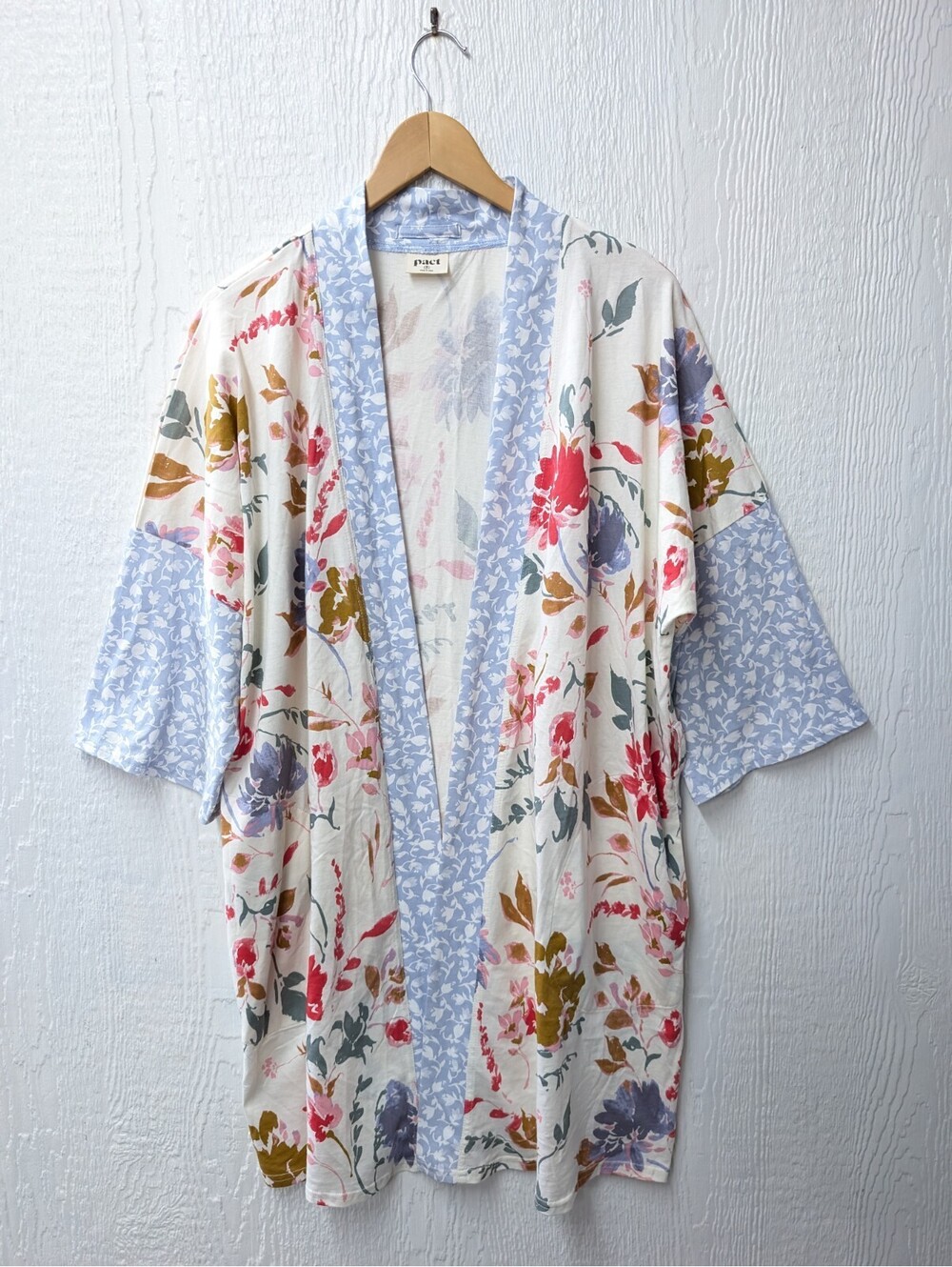 Pact Staycation Short Robe In Dayspring Organic Cotton Kimono Size M/L